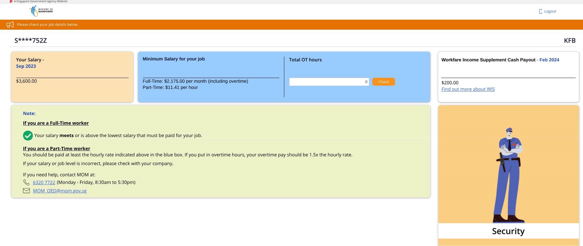 An example of how the dashboard will look like if employee is paid incorrectly